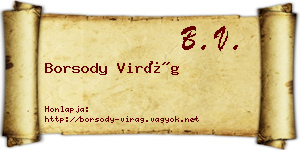 Borsody Virág névjegykártya